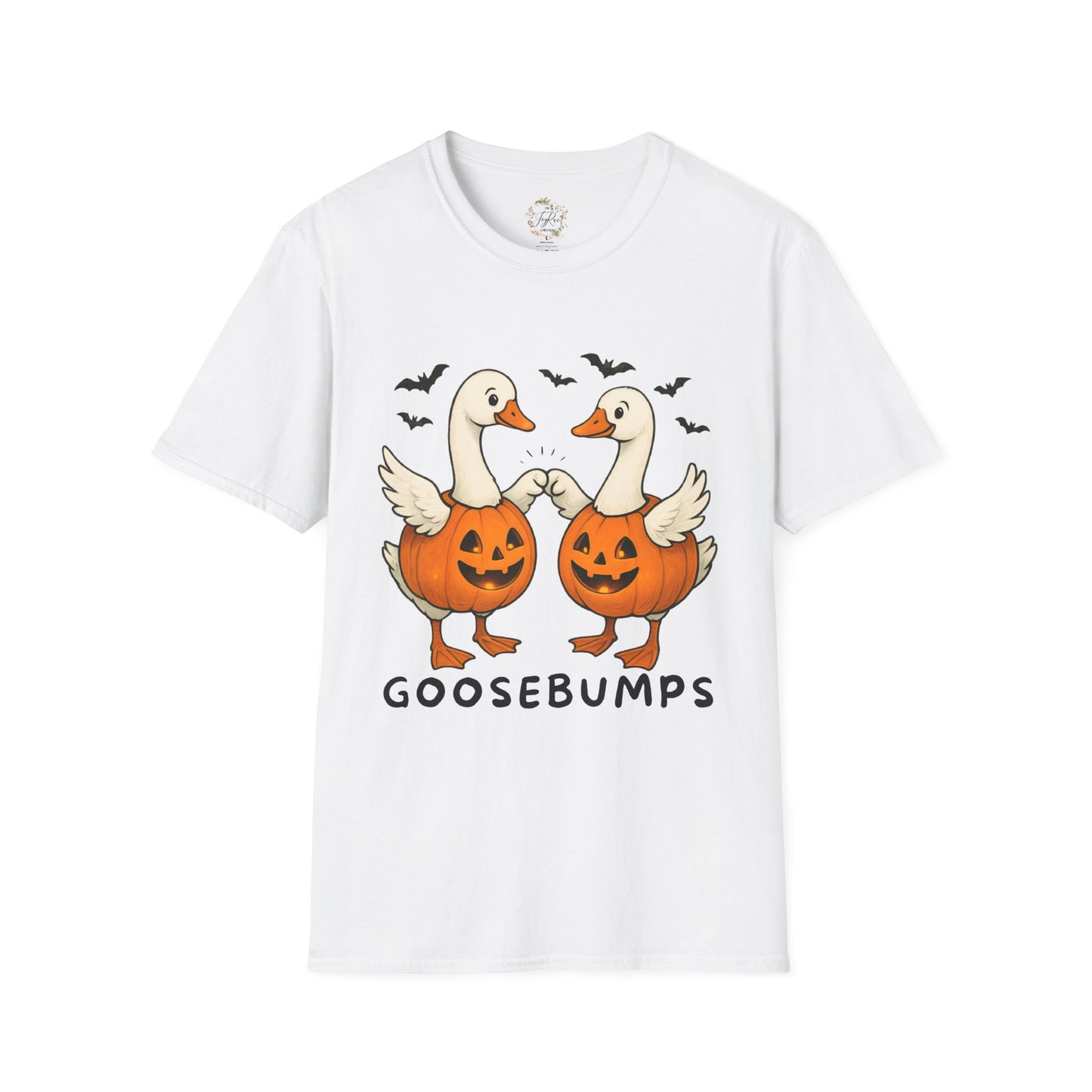 Goose Bumps Unisex T-Shirt - Two Geese Pumpkins Halloween Design