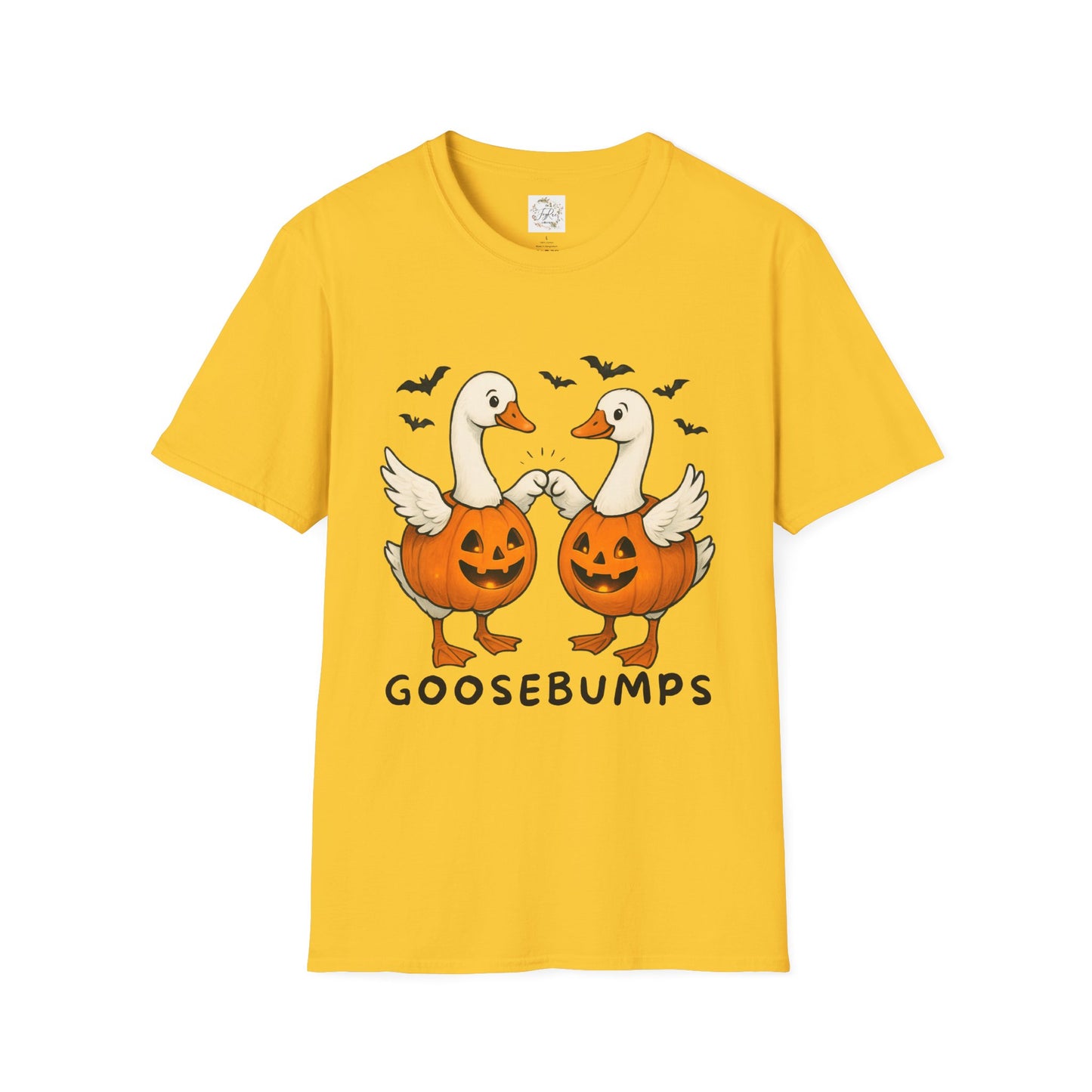 Goose Bumps Unisex T-Shirt - Two Geese Pumpkins Halloween Design