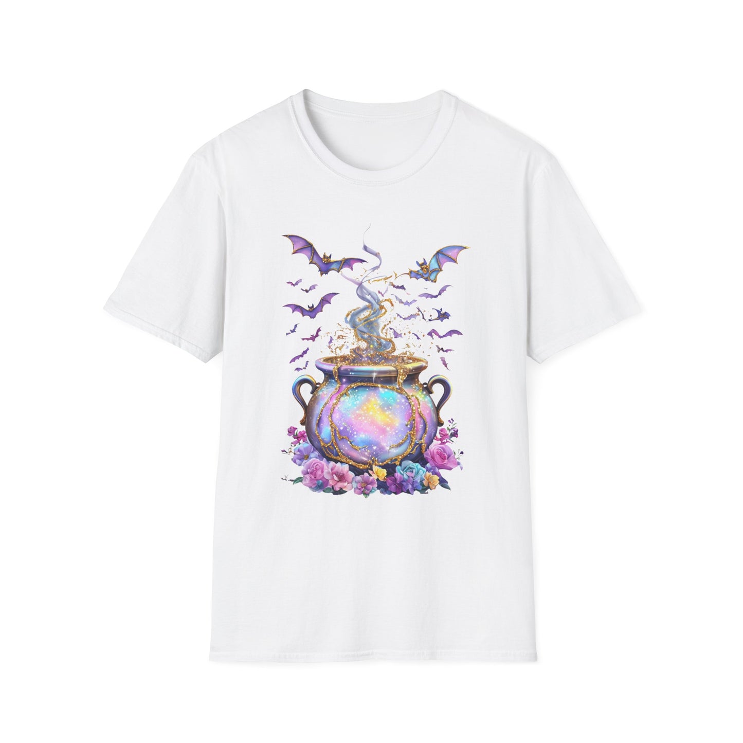 Halloween Cauldron T-Shirt - Unisex Softstyle Tee for Fall, Witchy Vibes, Spooky Season, Trick or Treat, Gift for Friends