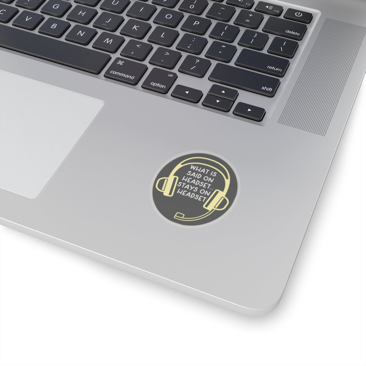 Funny Theatre Kiss-Cut Stickers - What is said on headset, stay on headset