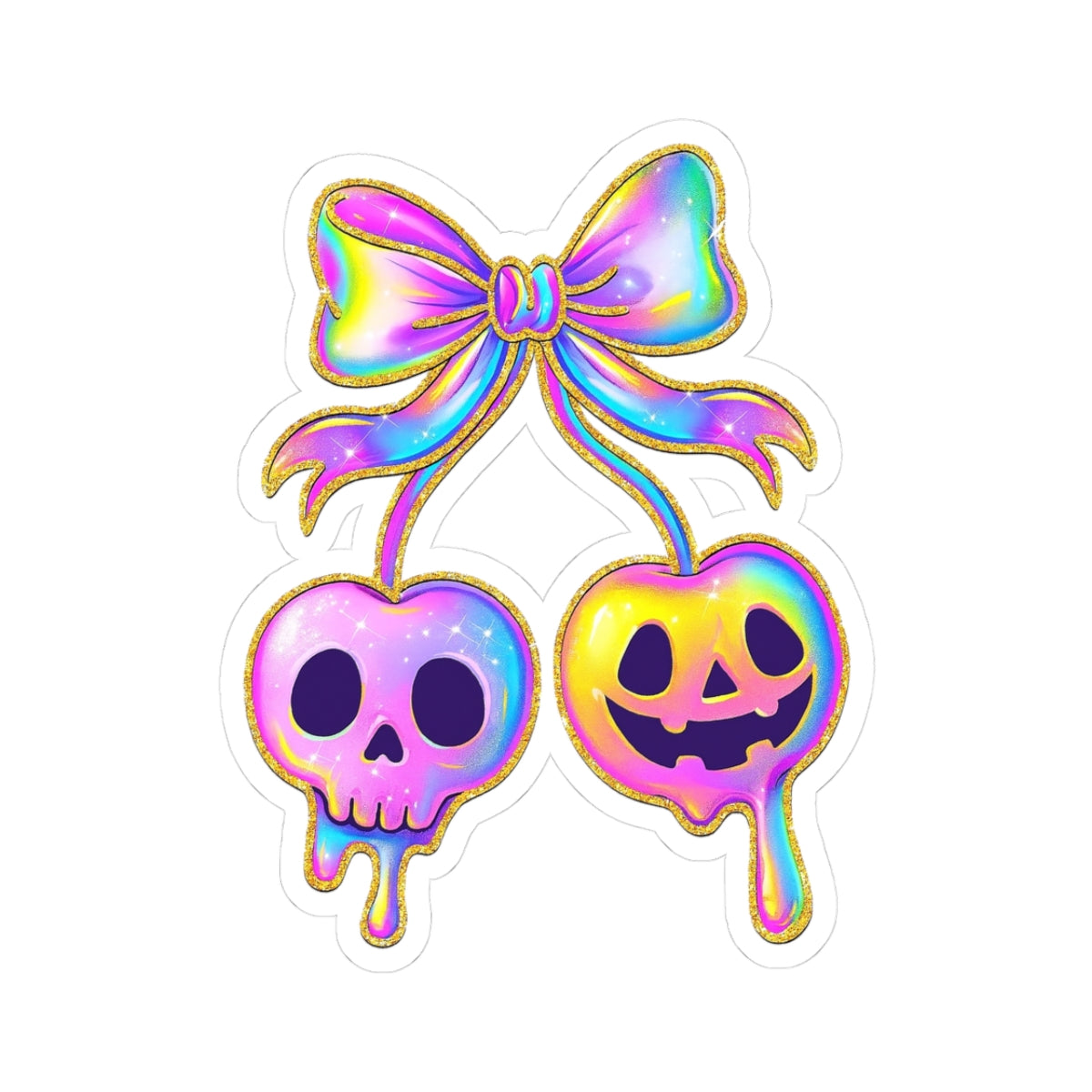 Stickers - Skull and Jack-O-Lantern Cherries Halloween Design