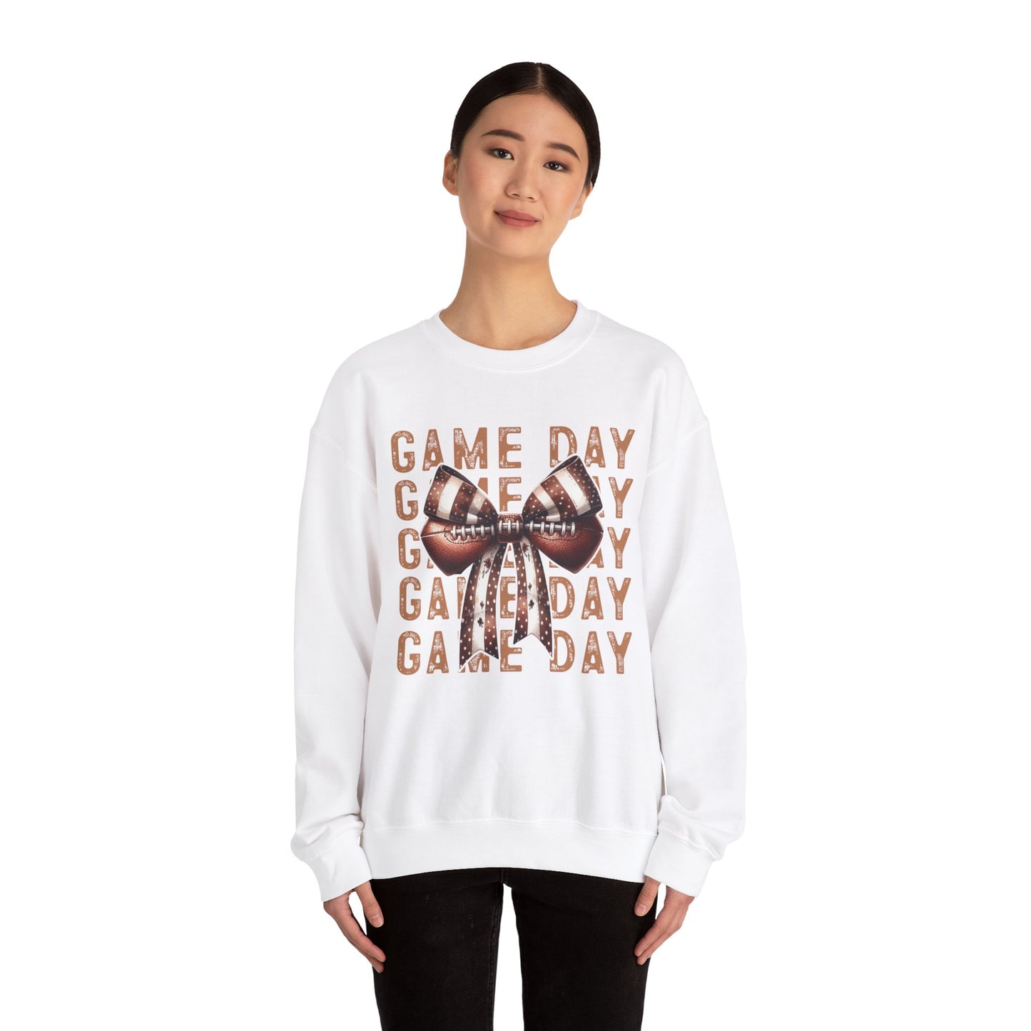 Game Day Bows Football Sweatshirt, Sporty Fan Apparel, Team Spirit Jumper, Athletic Fanwear, Unisex Crewneck, Game Day Outfit