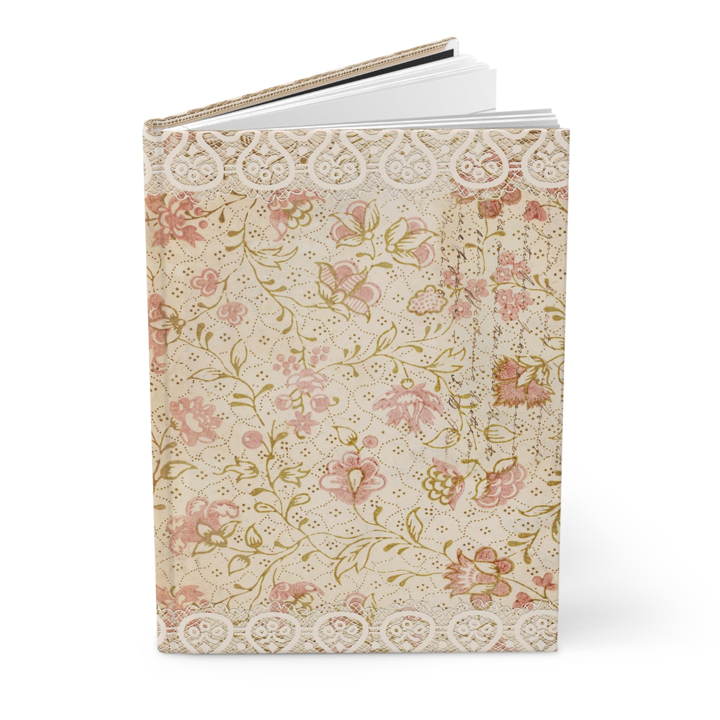 Pink lace and floral Hardcover Journal Matte