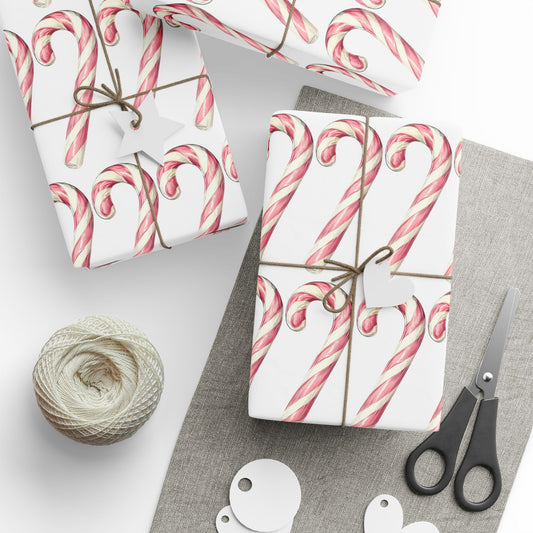 Pink Candy Cane Christmas Wrapping Paper