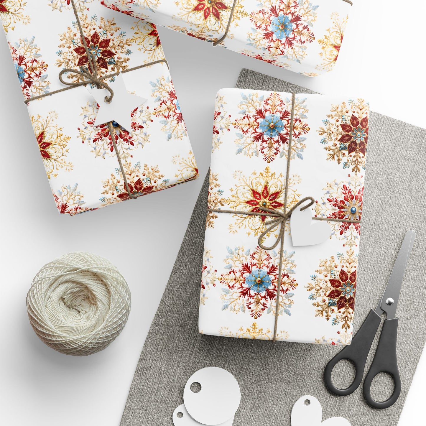 Wrapping Paper - Elegant Baroque Snowflake Design