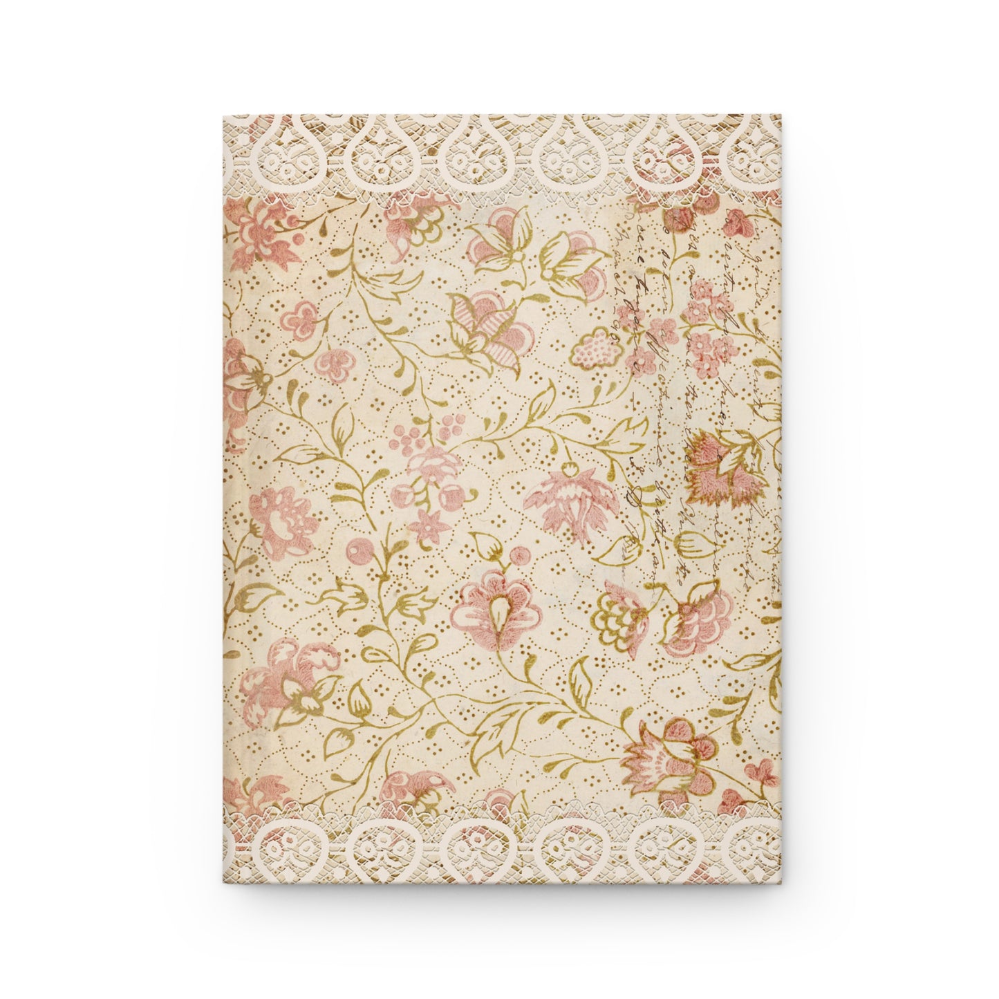 Pink lace and floral Hardcover Journal Matte