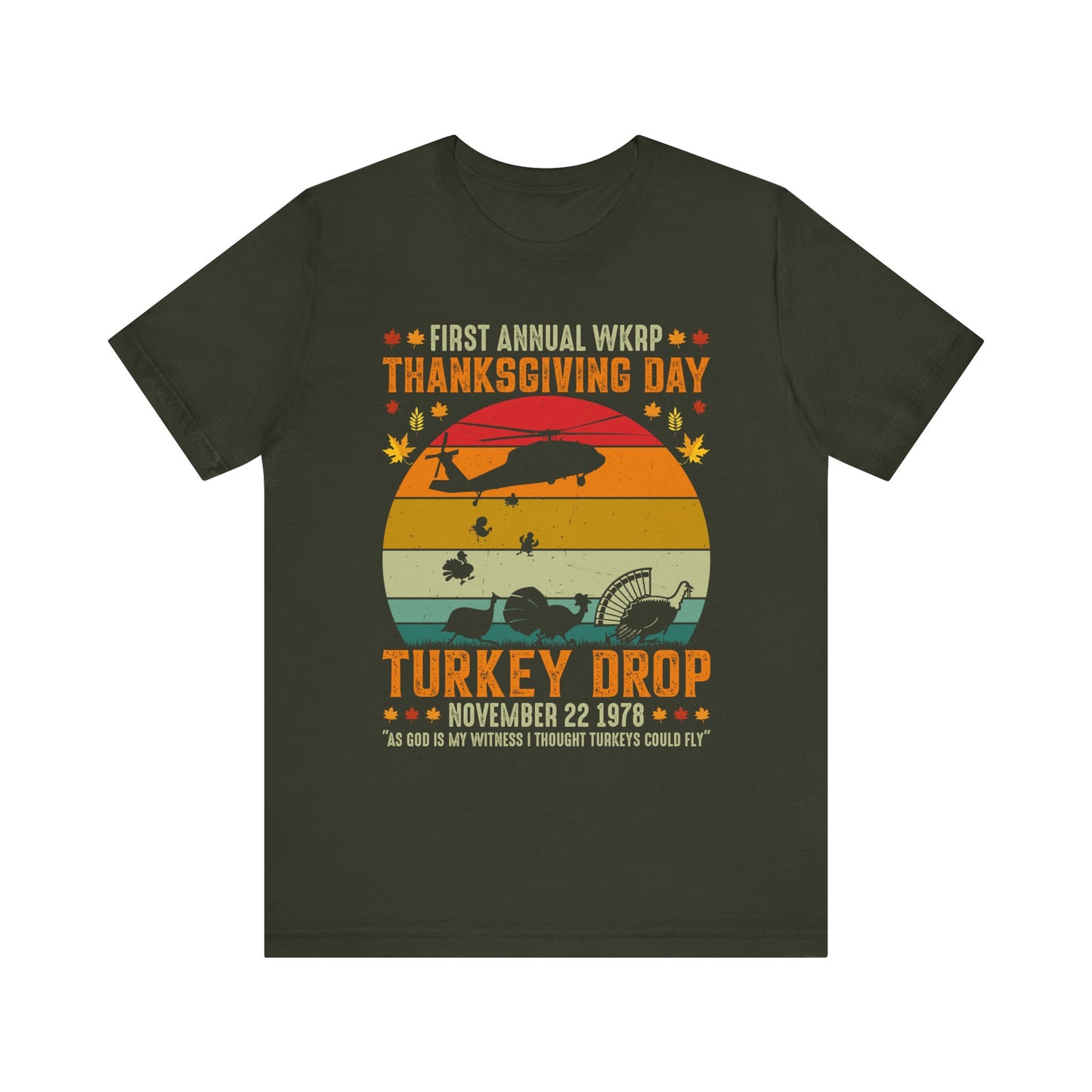 Funny Thanksgiving WKRP 1st Annual Turkey Drop Unisex Tee, Retro TV Show Shirt, Gift for TV Show Fan, Vintage Throwback T-Shirt, Classic