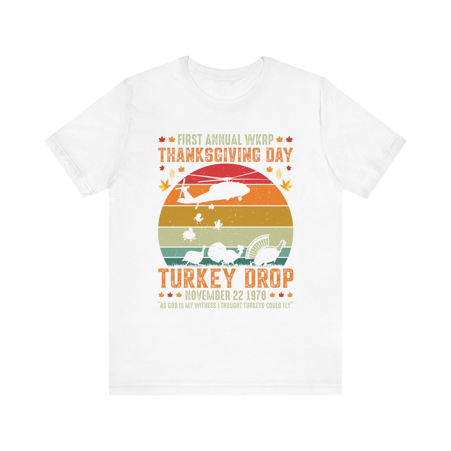 Funny Thanksgiving WKRP 1st Annual Turkey Drop Unisex Tee, Retro TV Show Shirt, Gift for TV Show Fan, Vintage Throwback T-Shirt, Classic