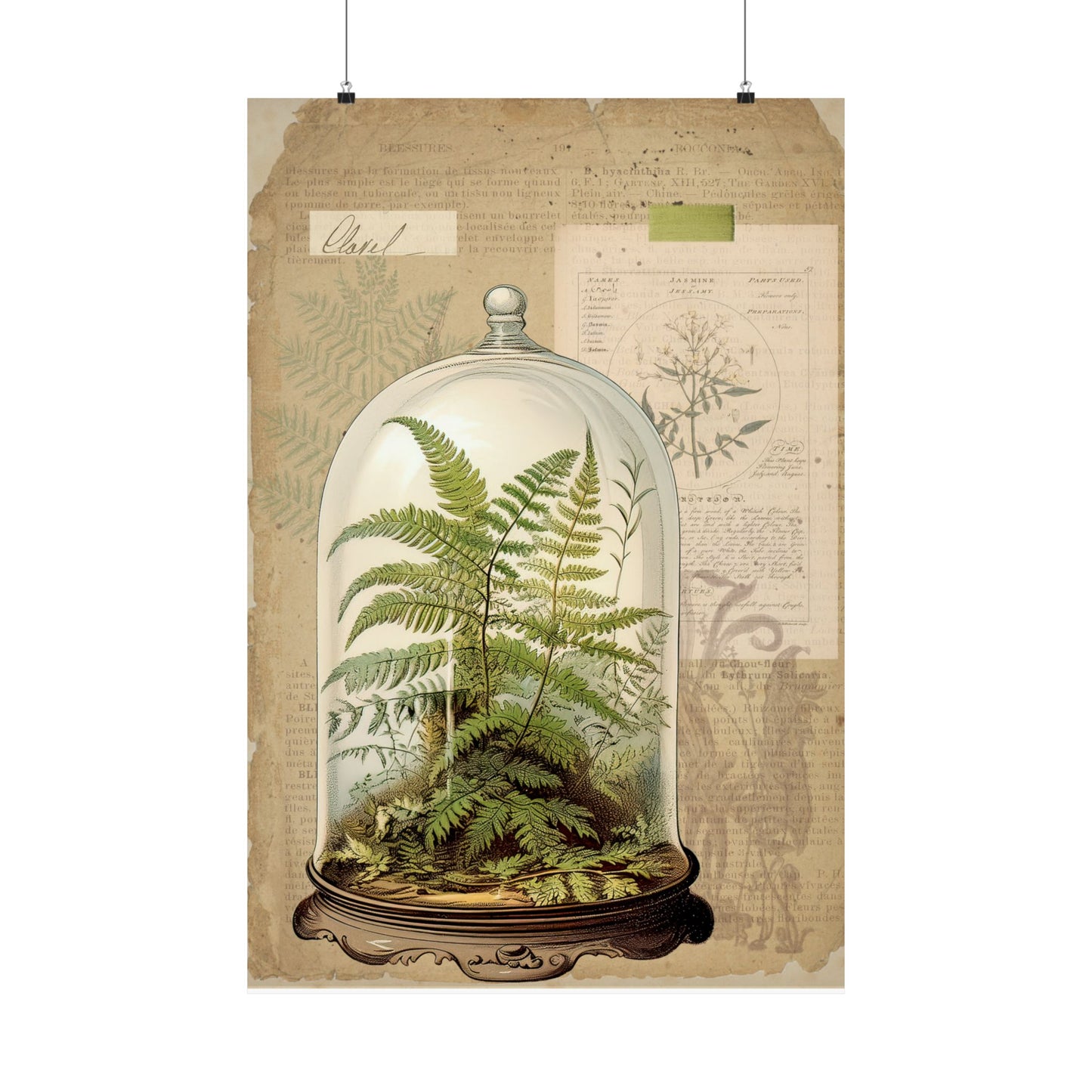 Vintage Fern Collage Matte Posters