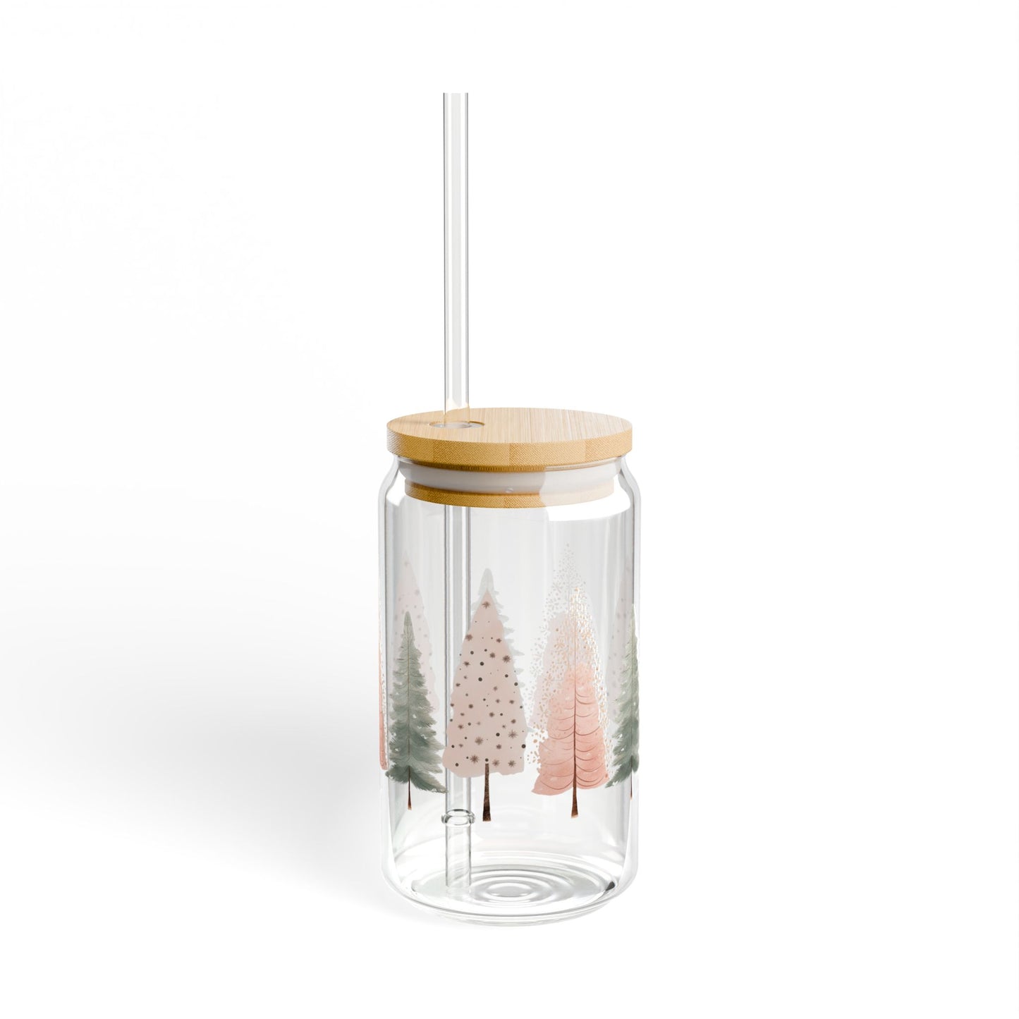 Green and pink hygge trees Sipper Glass