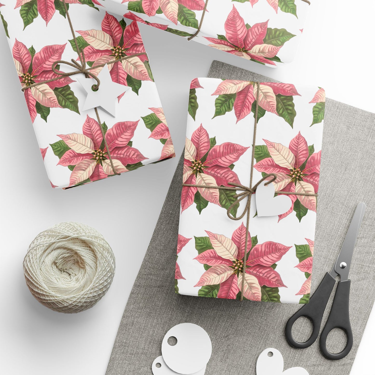 Pink Poinsettia Christmas Wrapping Paper