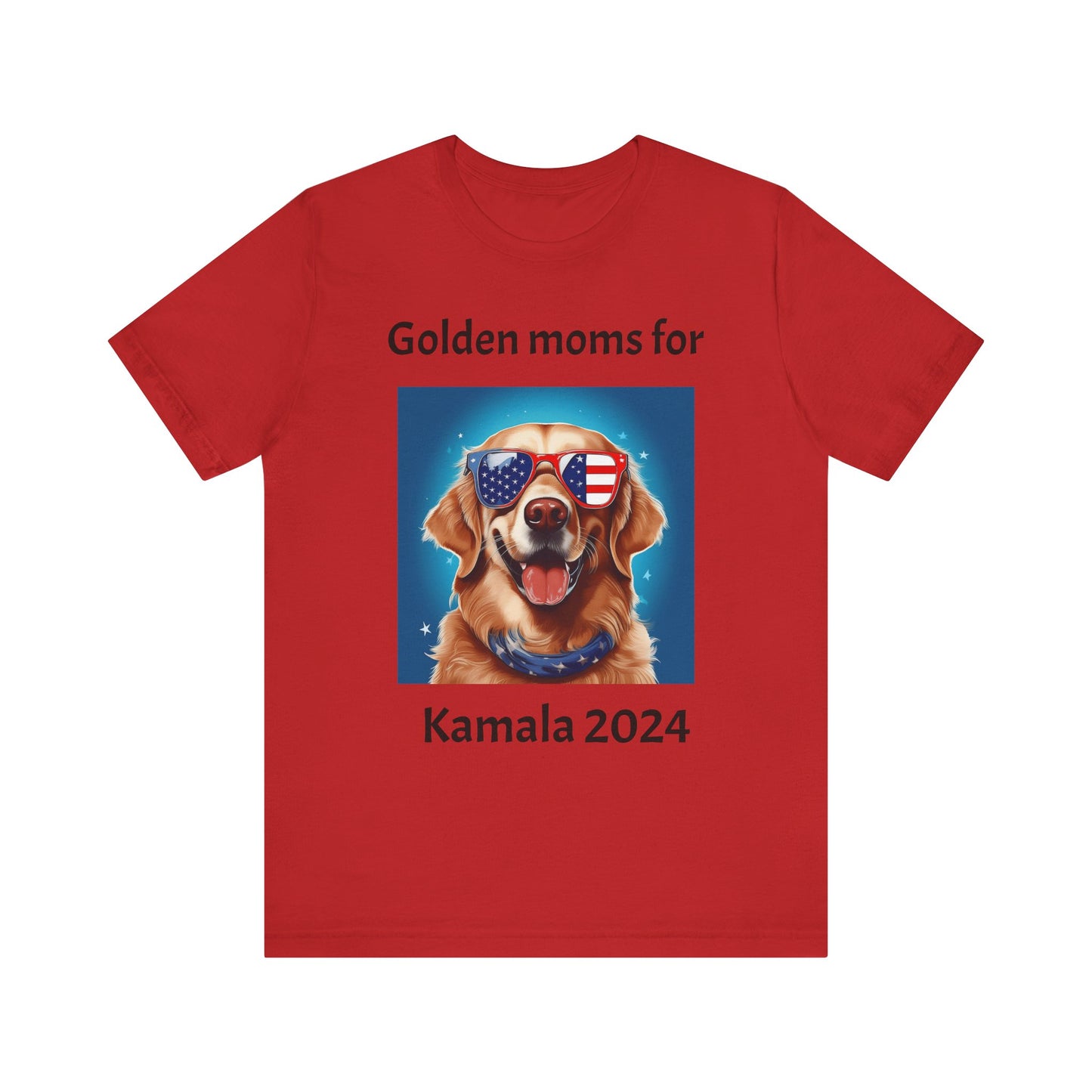 Golden Retriever Moms for Kamala Harris Unisex Tee, Dog Sunglasses Shirt, Political Animal Apparel, Patriotic Pet Lover Top, Campaign