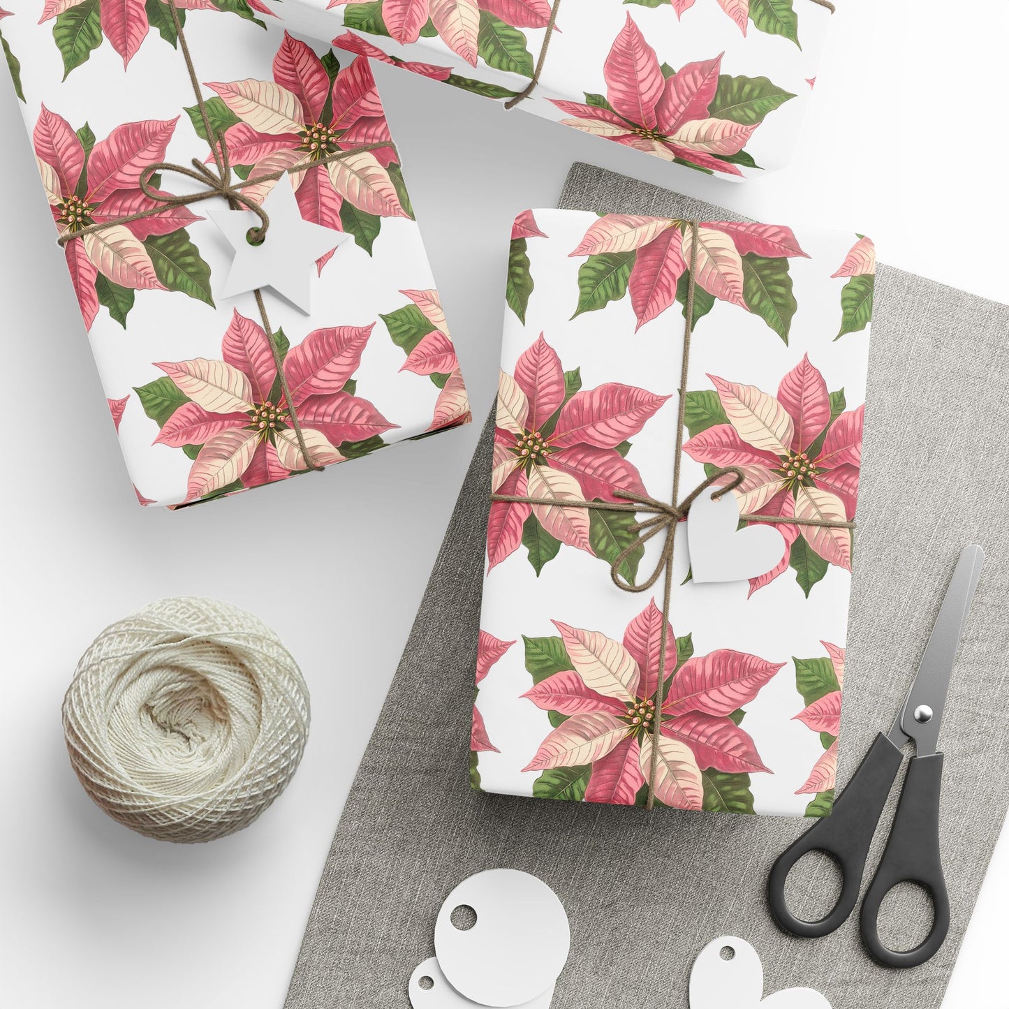 Pink Poinsettia Christmas Wrapping Paper