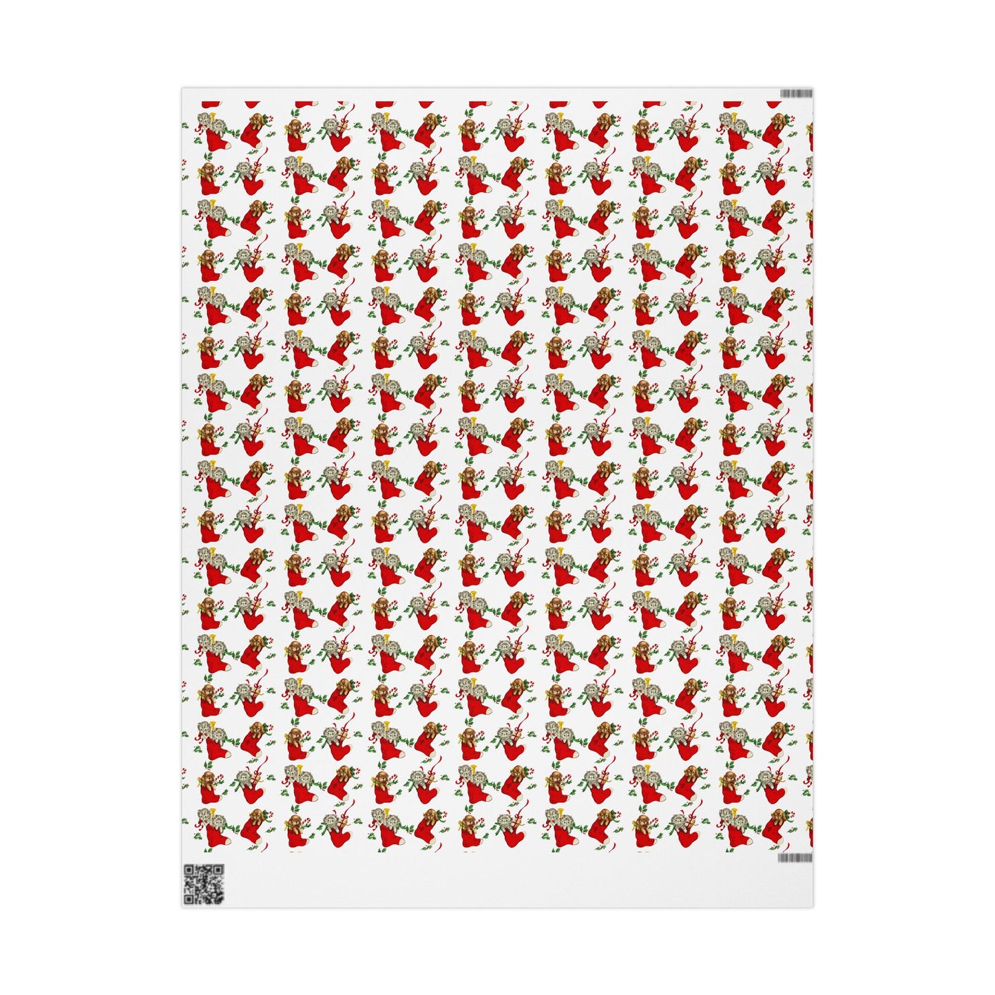 Wrapping Papers - Retro Puppy and Kitten Christmas stockings