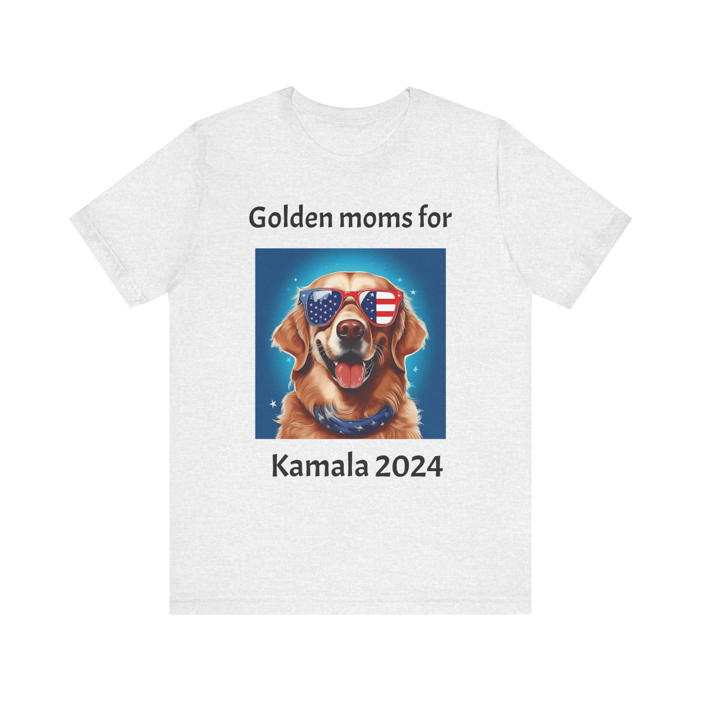 Golden Retriever Moms for Kamala Harris Unisex Tee, Dog Sunglasses Shirt, Political Animal Apparel, Patriotic Pet Lover Top, Campaign