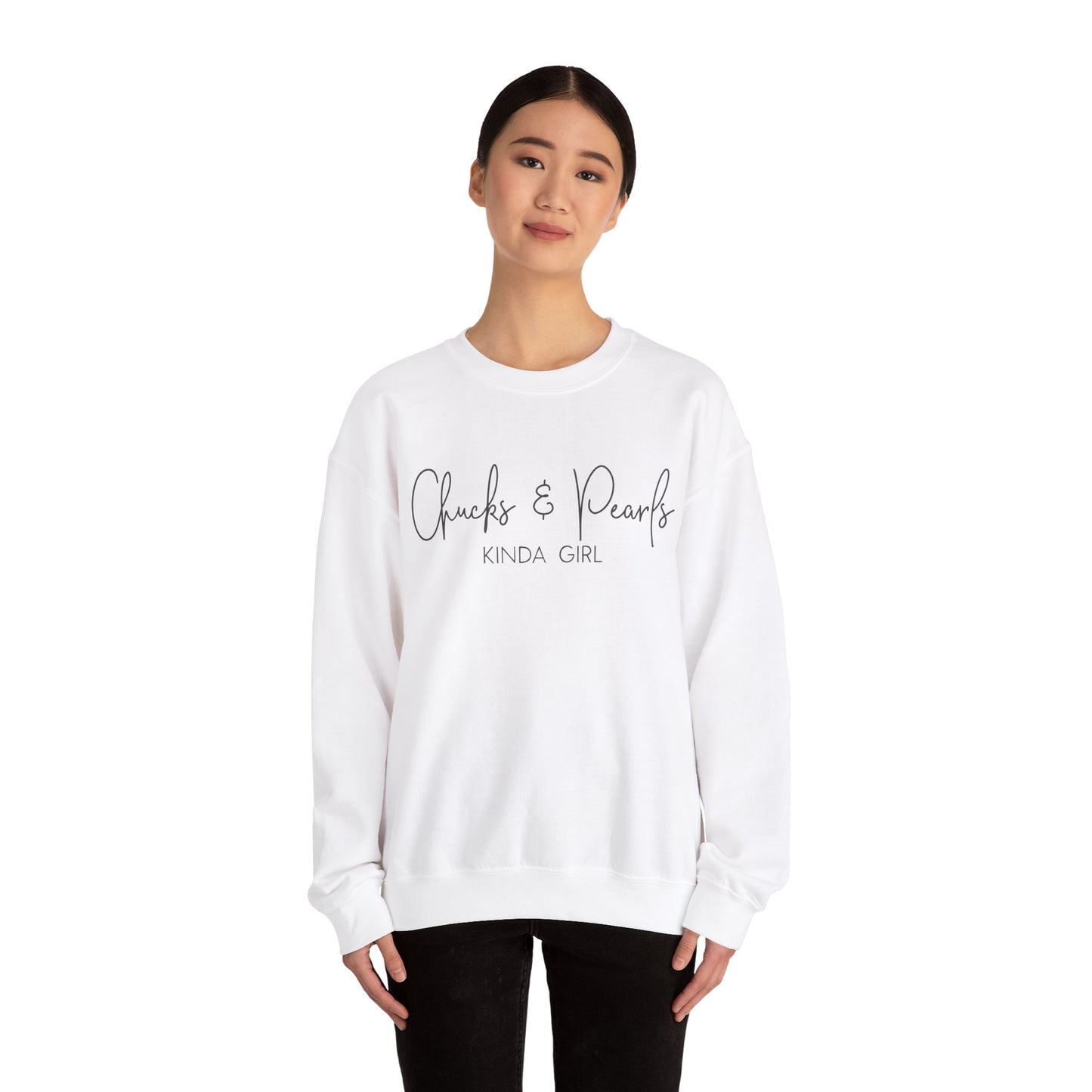 Chucks and Pearls Kind of Girl Unisex Heavy Blend™ Crewneck Sweatshirt