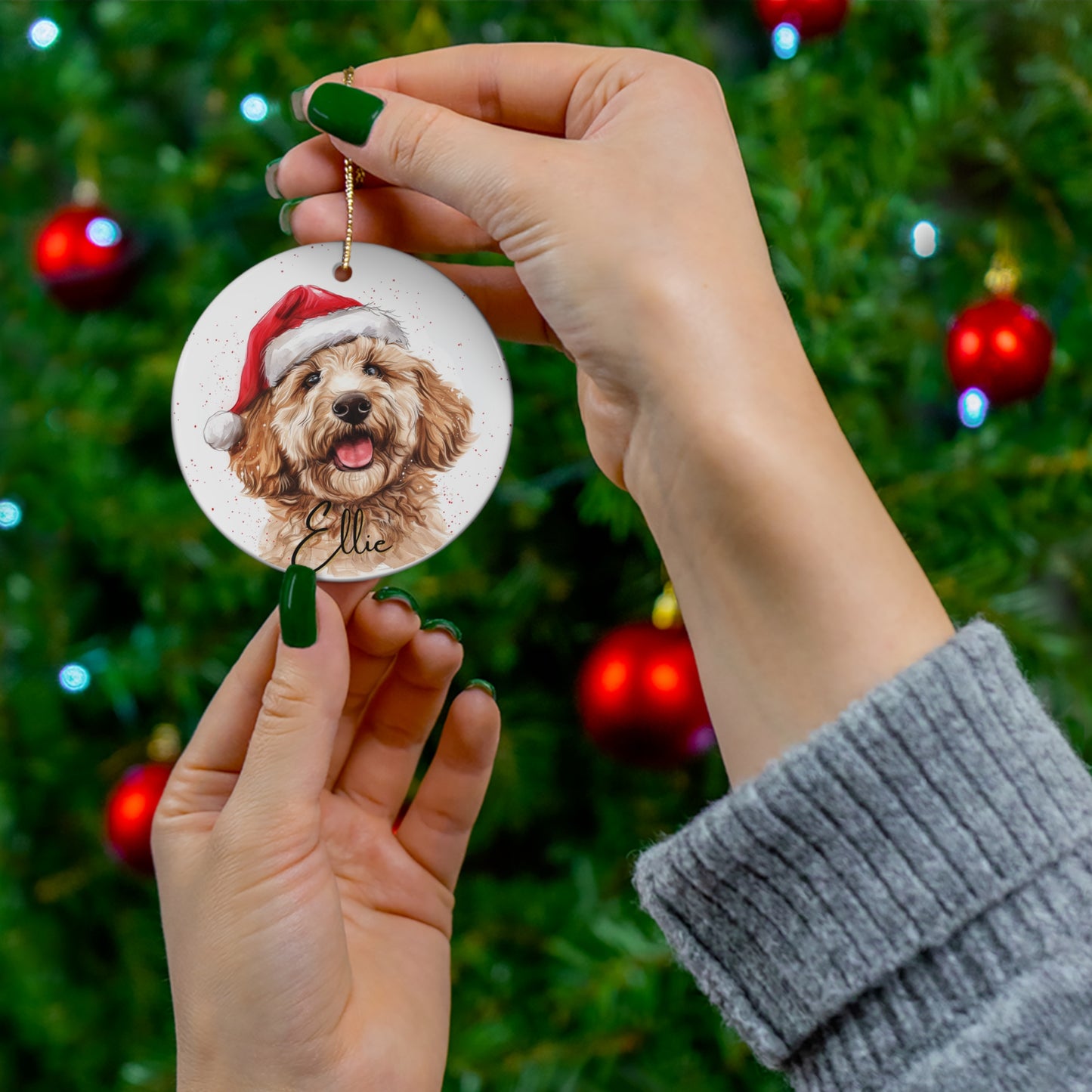 Ceramic Ornament - Personalized Dog Fur baby Christmas Ornament