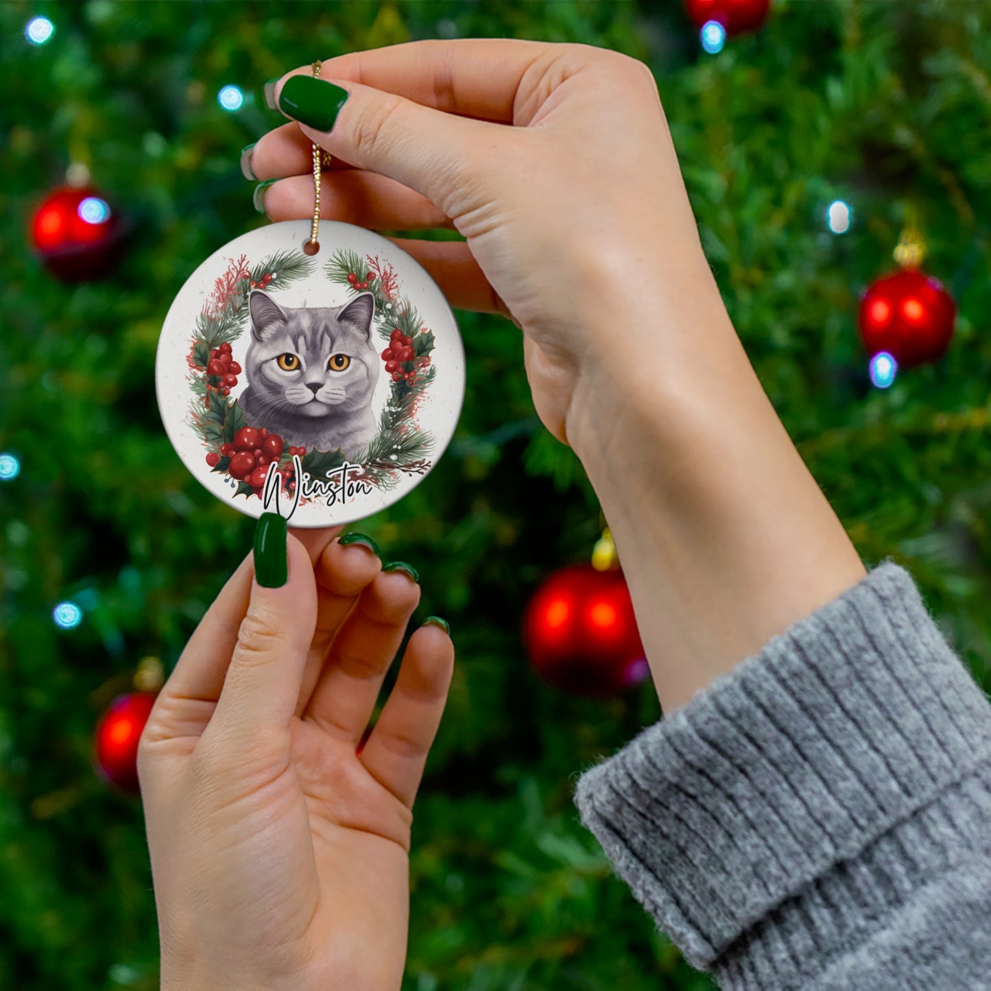 Ceramic Ornament - Personalized Cat Fur baby Christmas Ornament