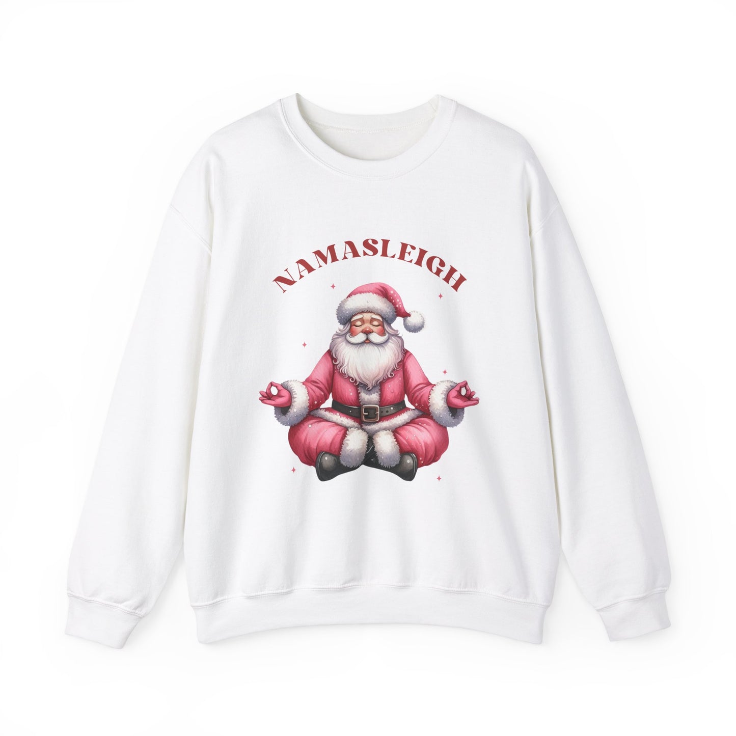 Santa Namasleigh Unisex Sweatshirt, Christmas Crewneck Jumper, Funny Holiday Santa Meditation Pullover, Festive Xmas Gift, Winter Apparel,