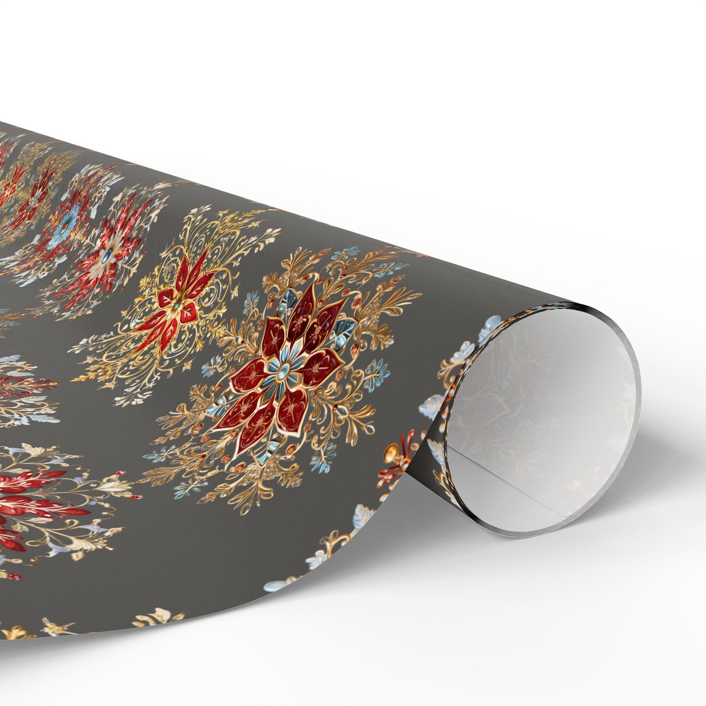 Wrapping Paper - Dark Elegant Baroque Snowflake Design