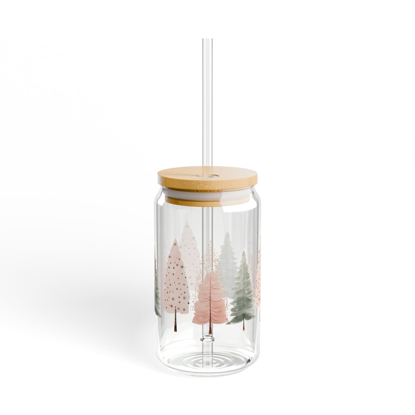 Green and pink hygge trees Sipper Glass