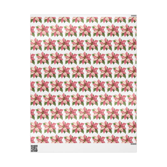 Pink Poinsettia Christmas Wrapping Paper