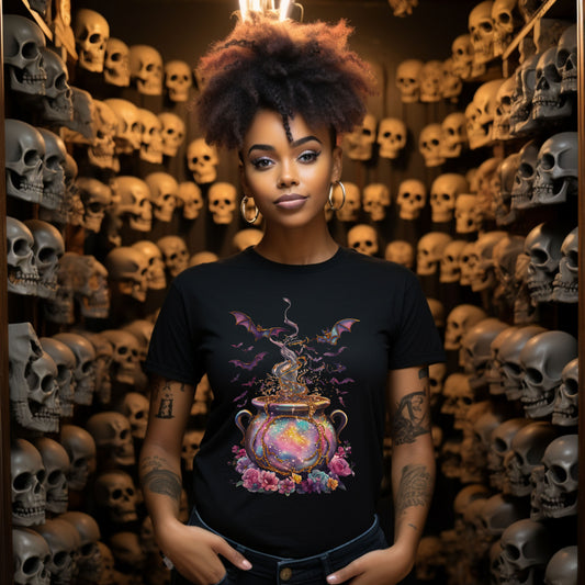Halloween Cauldron T-Shirt - Unisex Softstyle Tee for Fall, Witchy Vibes, Spooky Season, Trick or Treat, Gift for Friends