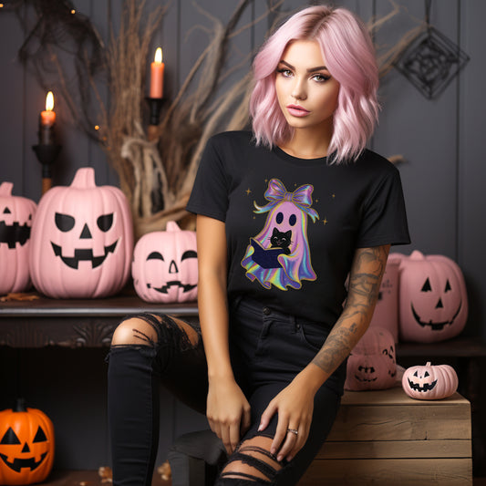 Pink Ghost Cat T-Shirt