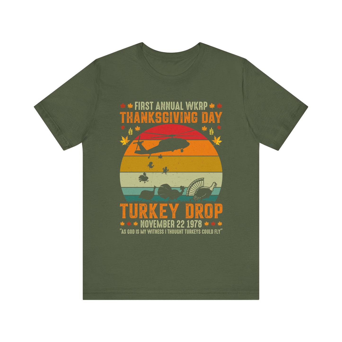 Funny Thanksgiving WKRP 1st Annual Turkey Drop Unisex Tee, Retro TV Show Shirt, Gift for TV Show Fan, Vintage Throwback T-Shirt, Classic