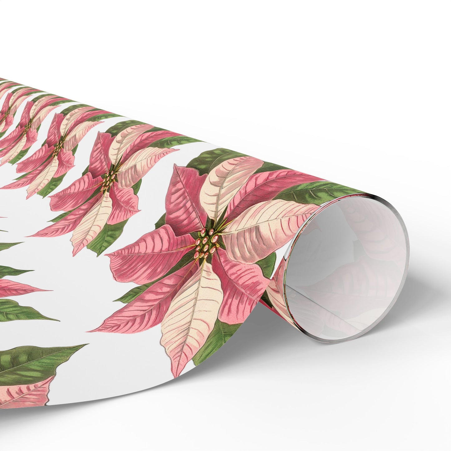 Pink Poinsettia Christmas Wrapping Paper