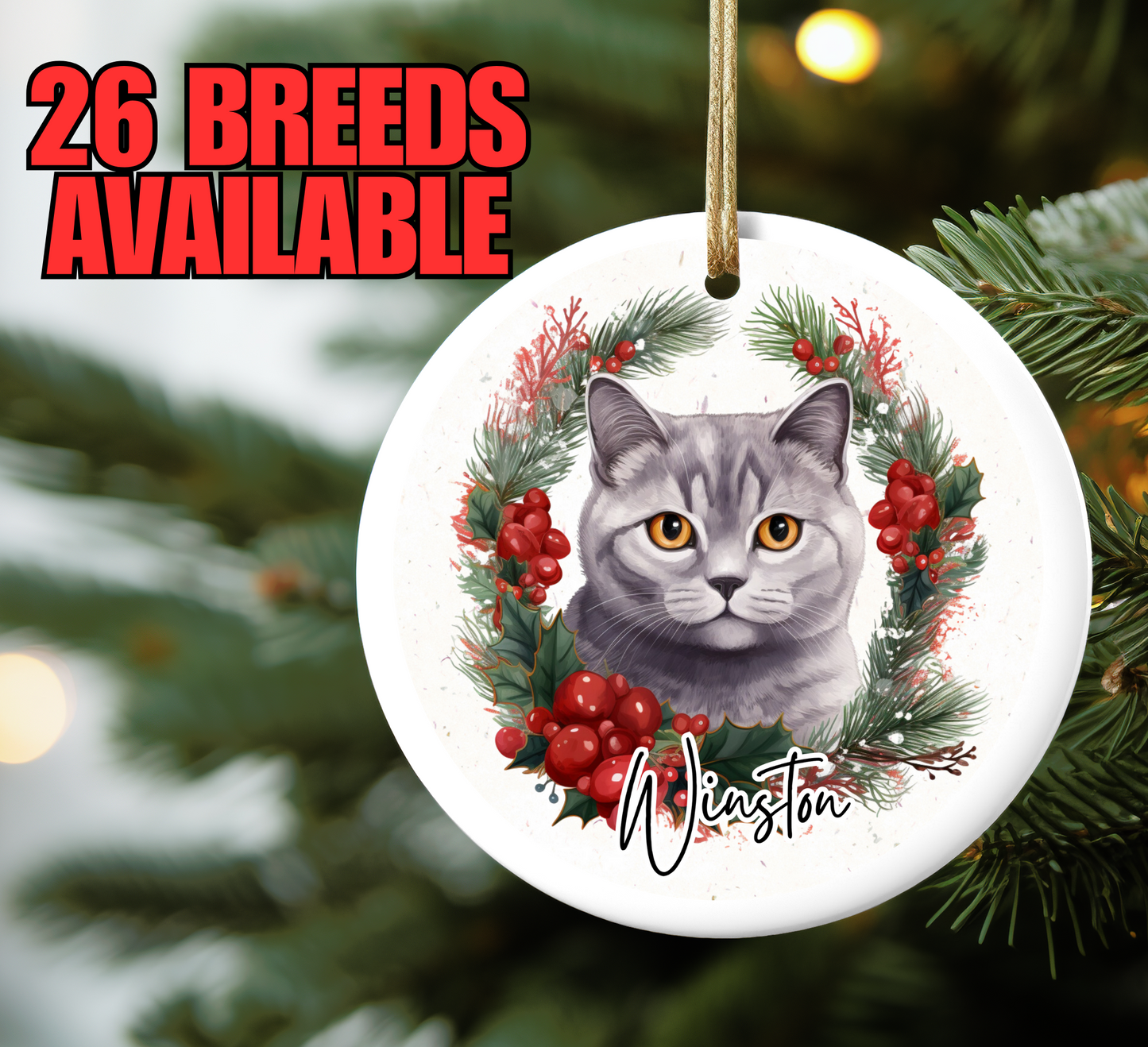 Ceramic Ornament - Personalized Cat Fur baby Christmas Ornament