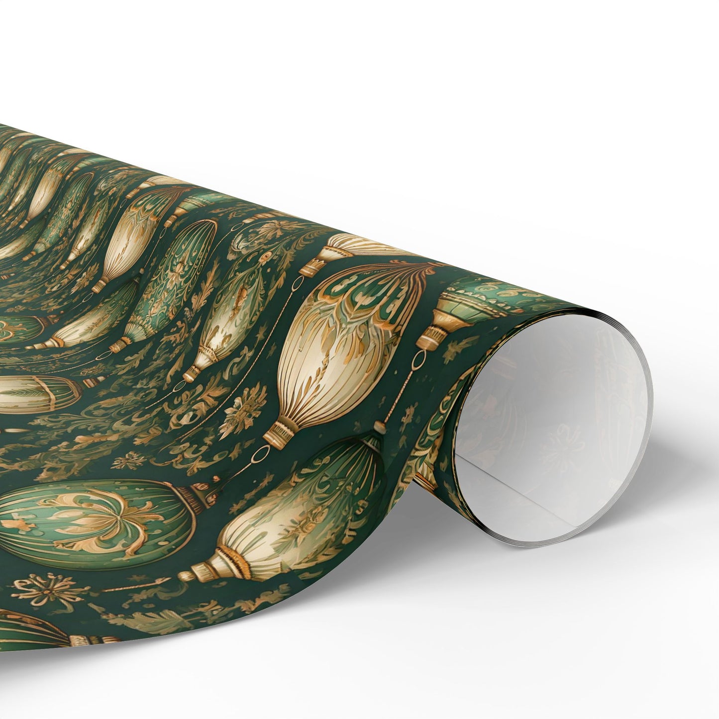 Wrapping Paper - Luxurious Green and Gold Antique Ornament