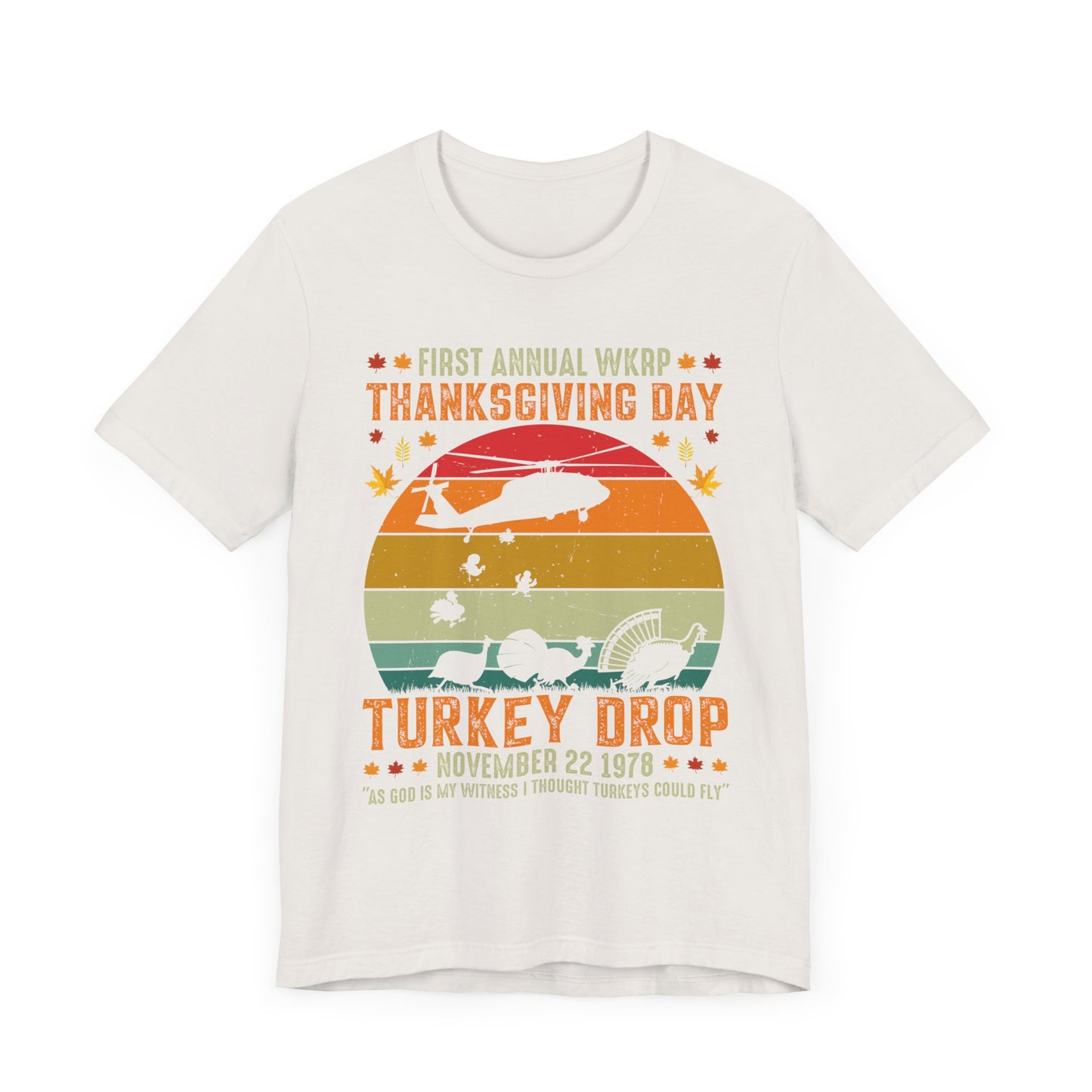 Funny Thanksgiving WKRP 1st Annual Turkey Drop Unisex Tee, Retro TV Show Shirt, Gift for TV Show Fan, Vintage Throwback T-Shirt, Classic