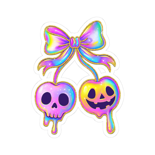 Stickers - Skull and Jack-O-Lantern Cherries Halloween Design