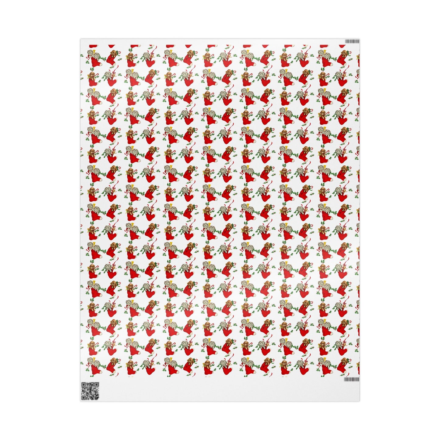 Wrapping Papers - Retro Puppy and Kitten Christmas stockings