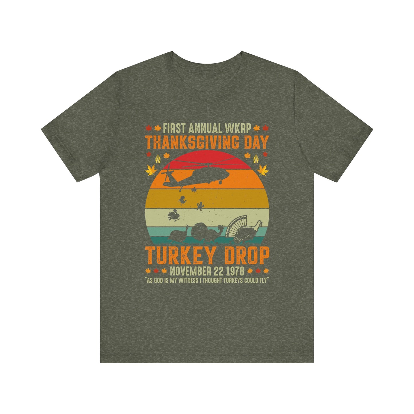 Funny Thanksgiving WKRP 1st Annual Turkey Drop Unisex Tee, Retro TV Show Shirt, Gift for TV Show Fan, Vintage Throwback T-Shirt, Classic