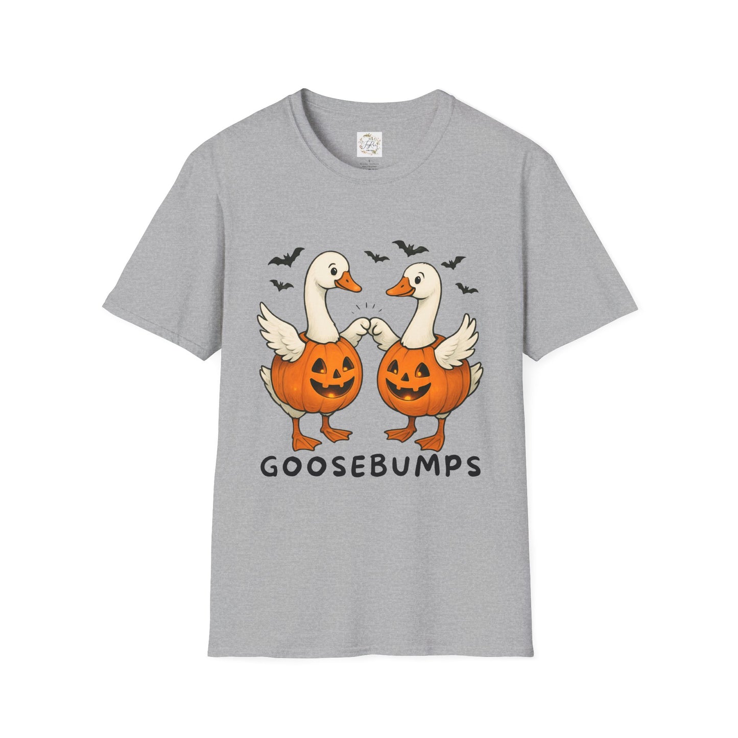 Goose Bumps Unisex T-Shirt - Two Geese Pumpkins Halloween Design