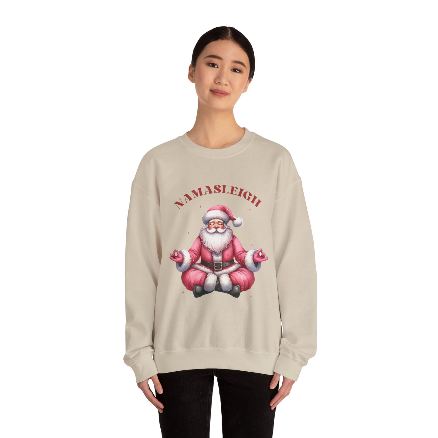 Santa Namasleigh Unisex Sweatshirt, Christmas Crewneck Jumper, Funny Holiday Santa Meditation Pullover, Festive Xmas Gift, Winter Apparel,