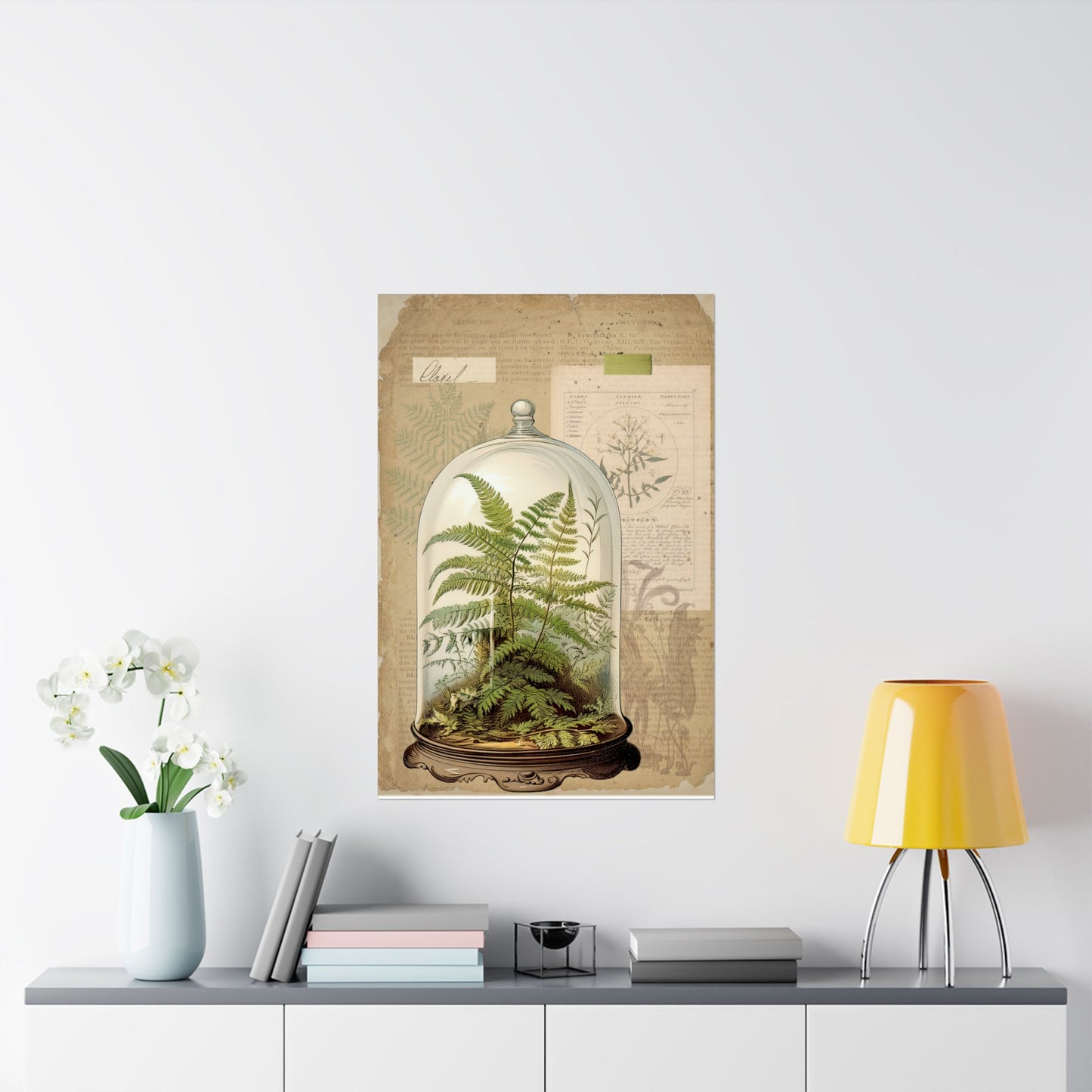 Vintage Fern Collage Matte Posters