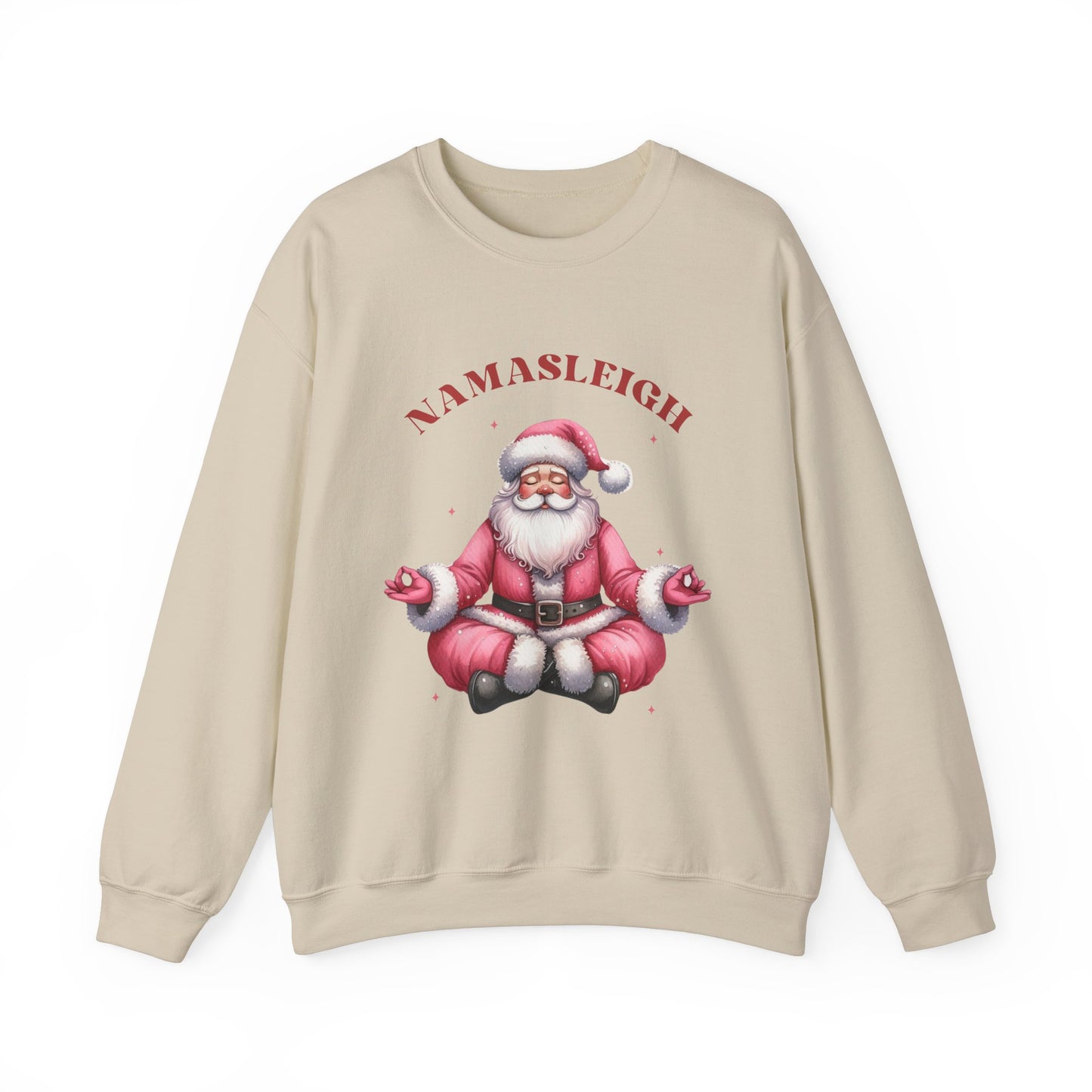 Santa Namasleigh Unisex Sweatshirt, Christmas Crewneck Jumper, Funny Holiday Santa Meditation Pullover, Festive Xmas Gift, Winter Apparel,