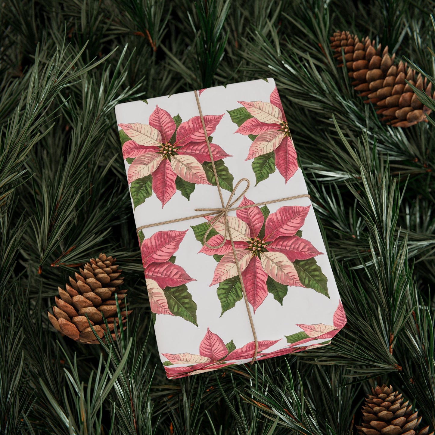 Pink Poinsettia Christmas Wrapping Paper