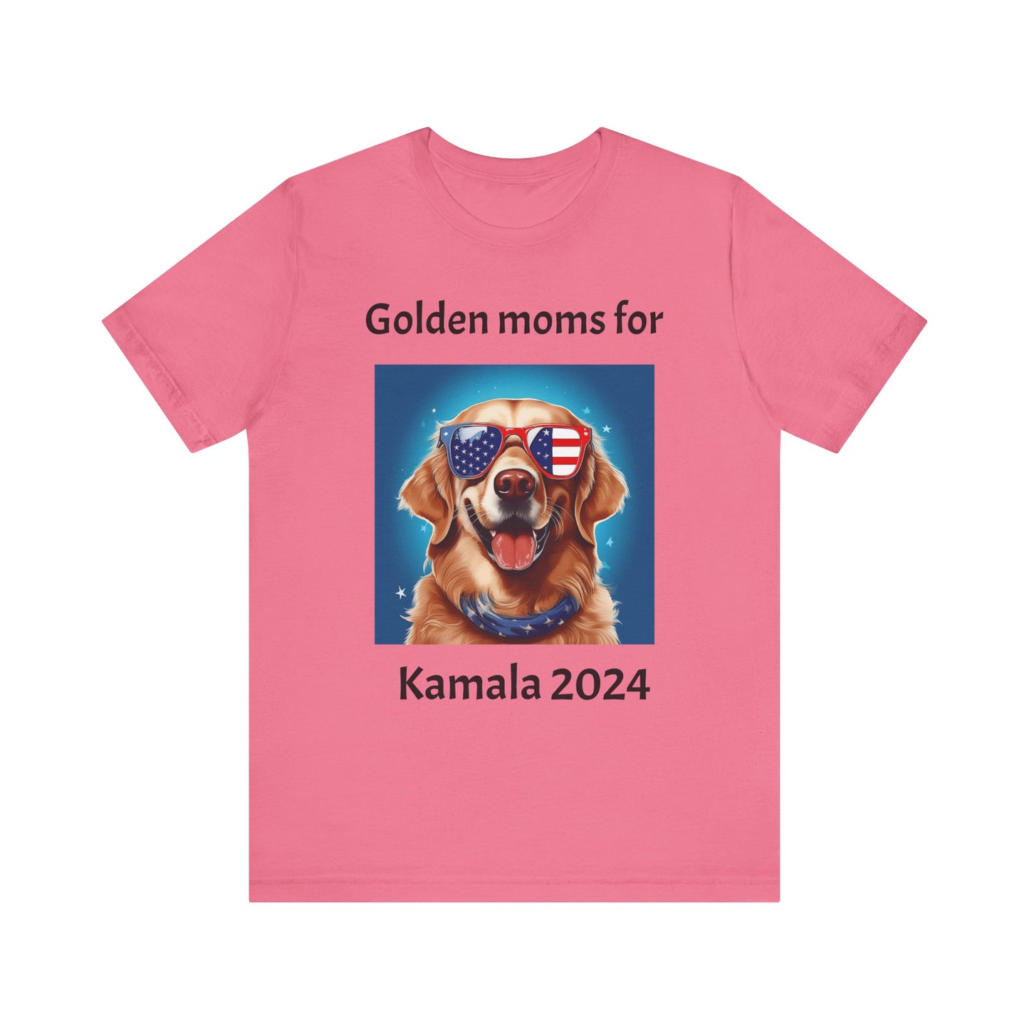 Golden Retriever Moms for Kamala Harris Unisex Tee, Dog Sunglasses Shirt, Political Animal Apparel, Patriotic Pet Lover Top, Campaign