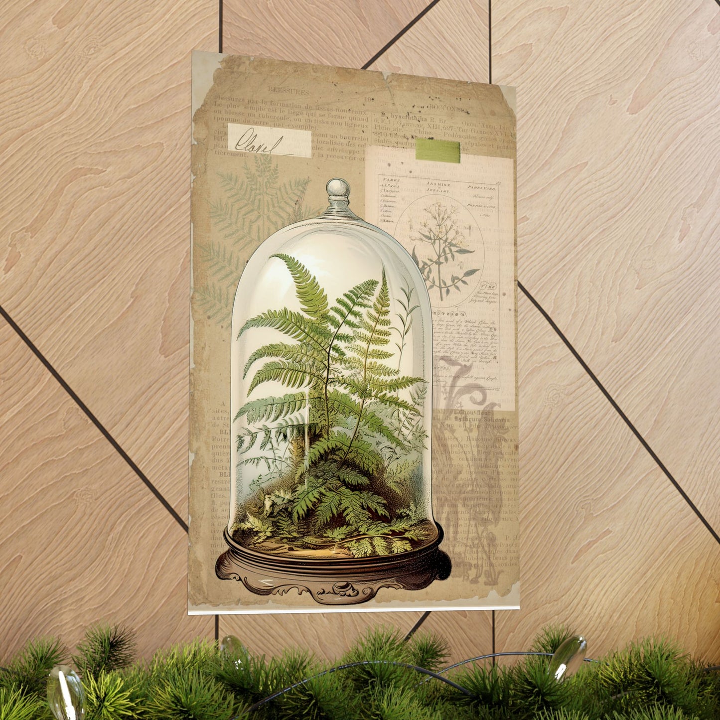 Vintage Fern Collage Matte Posters