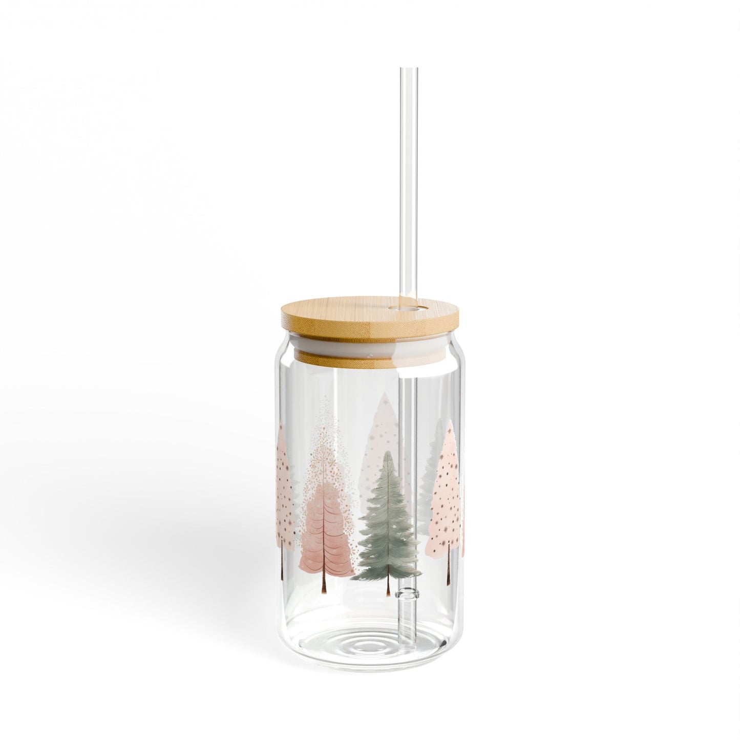 Green and pink hygge trees Sipper Glass