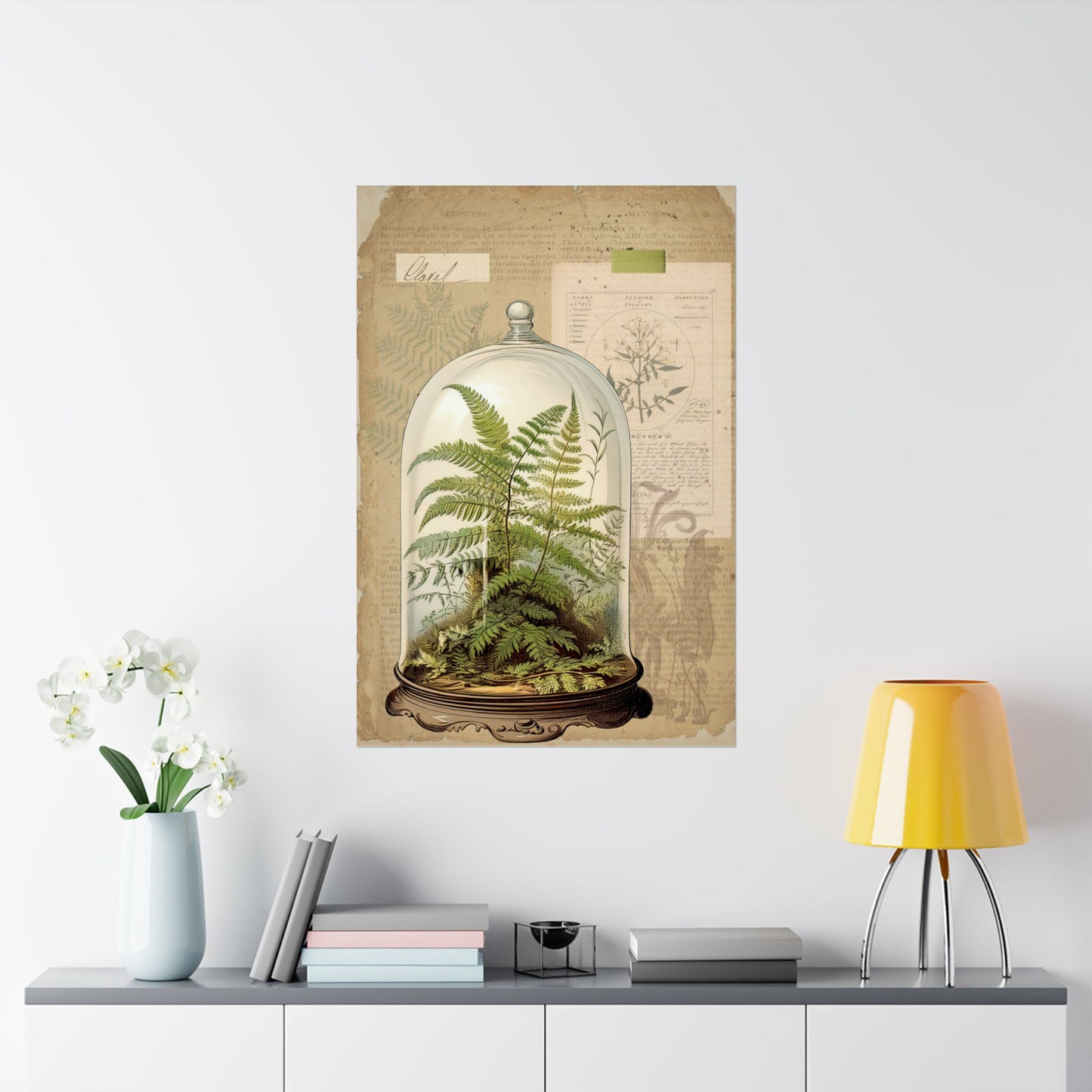 Vintage Fern Collage Matte Posters