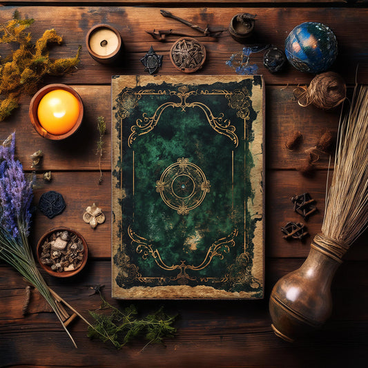Green Witch Hardcover Journal Matte, Book of Shadows, Writing Notebook, Magical Grimoire, Spell Book Diary, Journaling Gift