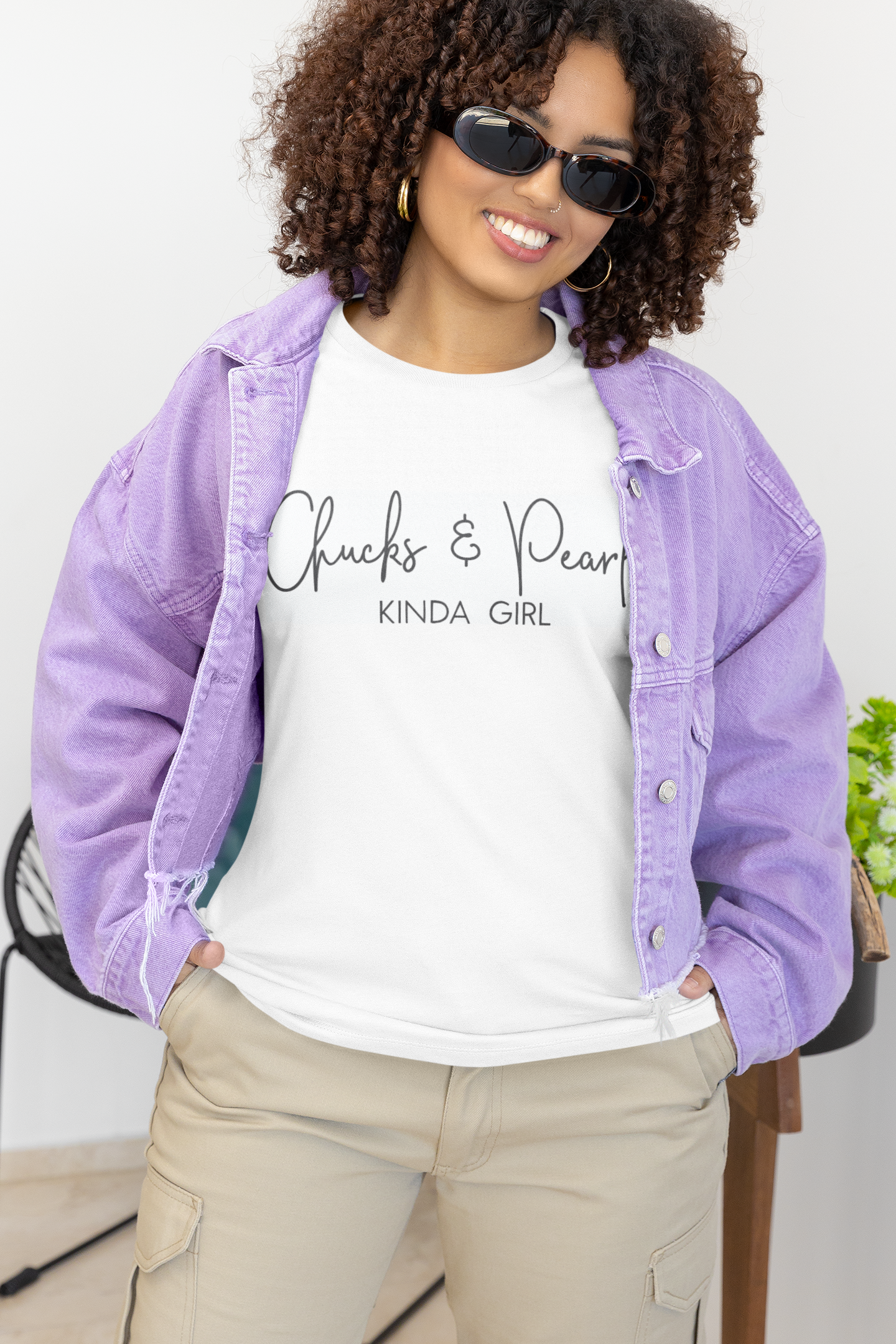 Chucks and Pearls Kind of Girl Jersey Short Sleeve Tee