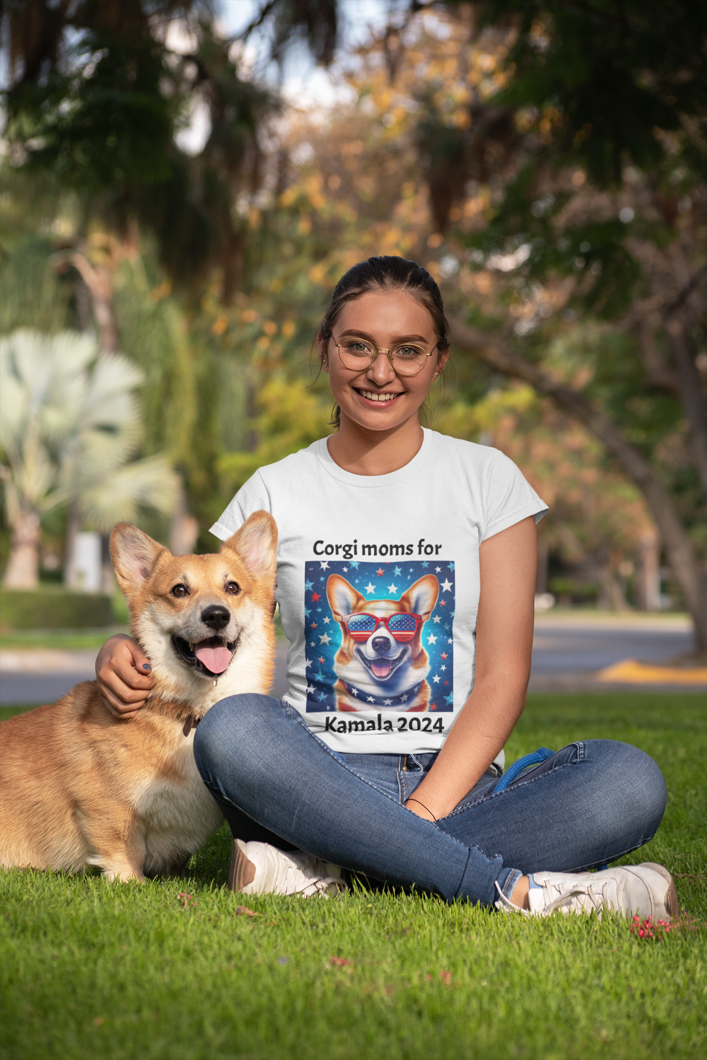 Corgi moms for Kamala Jersey Short Sleeve Tee